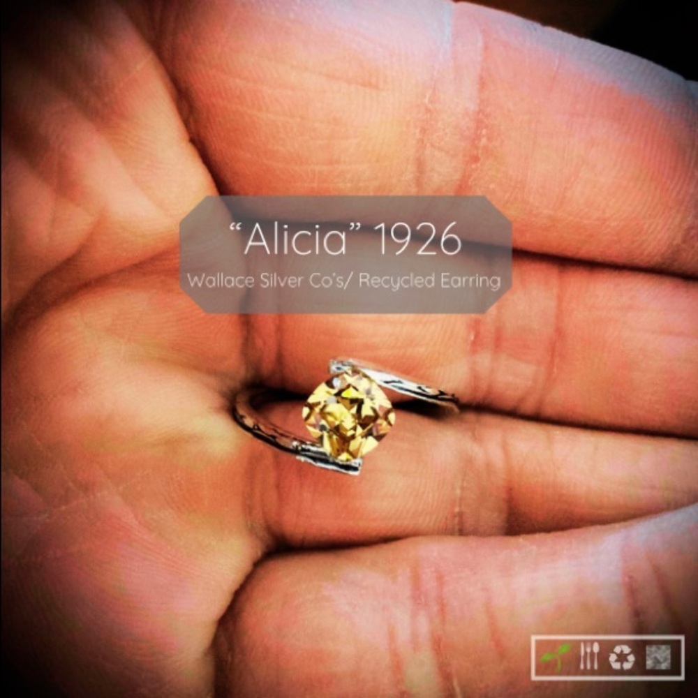 Recycled Nearly Antique Silver Spoon Ring “Alicia” 1926 Champagne Topaz Gemstone